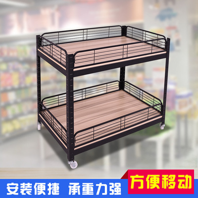 鋼木紋移動促銷車貨架商場超市便利店堆頭展示架地攤特價甩貨車