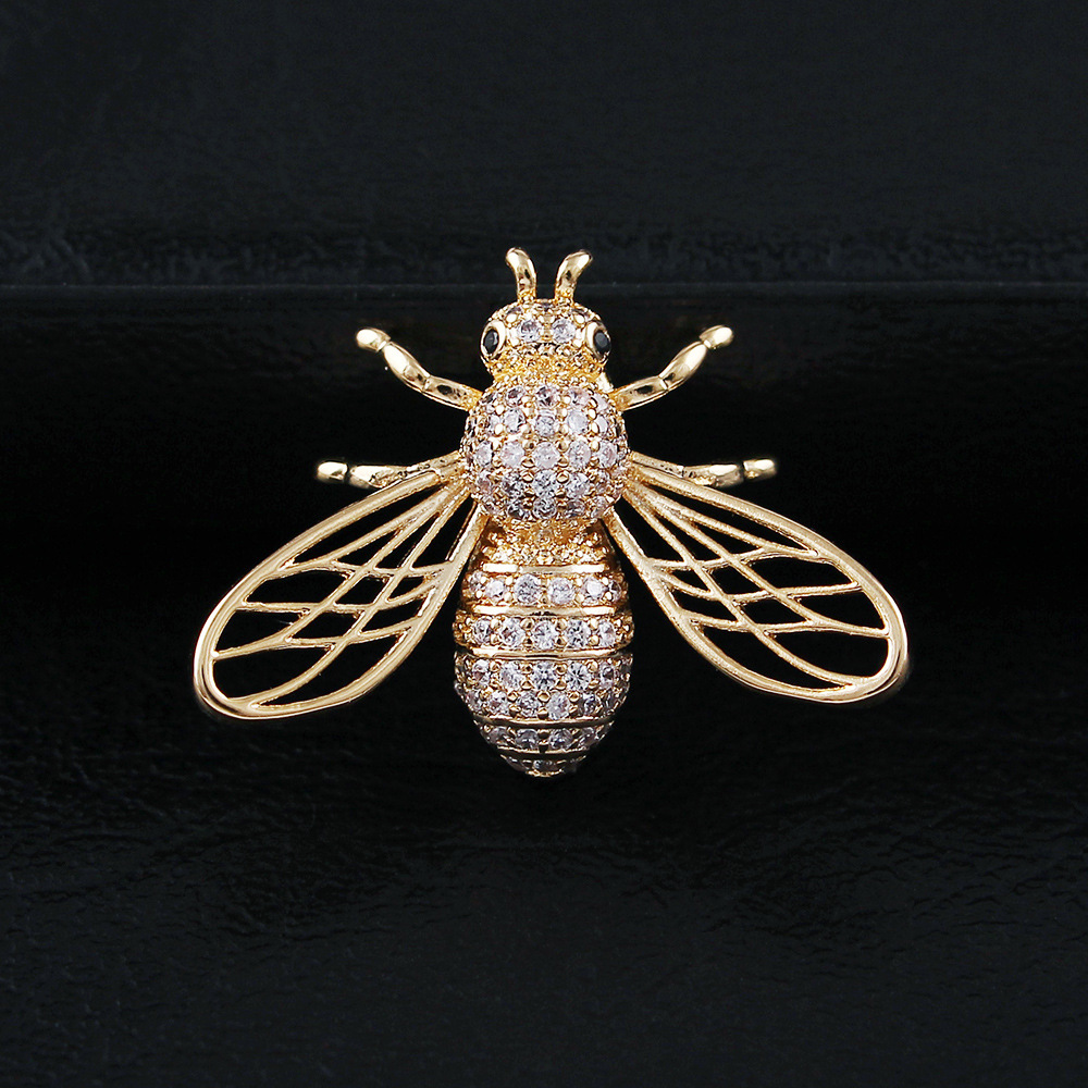 Fashion men's crystal bee brooch small c...