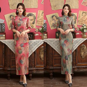 Chinese Dresses Qipao for women robe chinoise cheongsam Long and dignified atmosphere banquet show performance