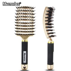 Mastree Cross-Border Plastic Big Bend Comb, Hollow Massage Comb, Ribbed Comb, Oil-Applying & Hair-Smoothing Brush—Factory Wholesale