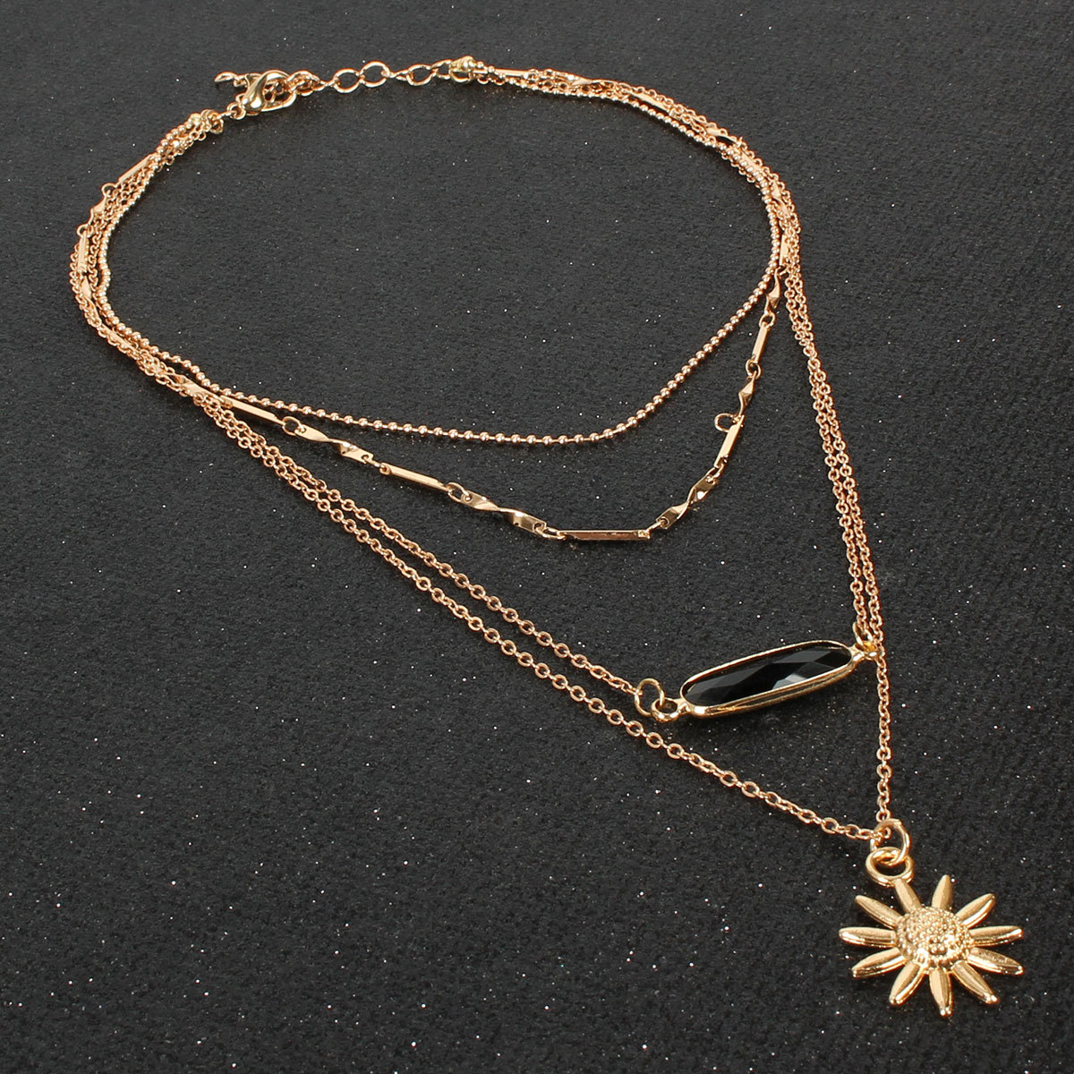 Europäische Und Amerikanische Mode Personal Isierte Accessoires Sonnenblumen Anhänger Mehr Schicht Ige Halskette Weibliche Kette Necklace 12790 display picture 3