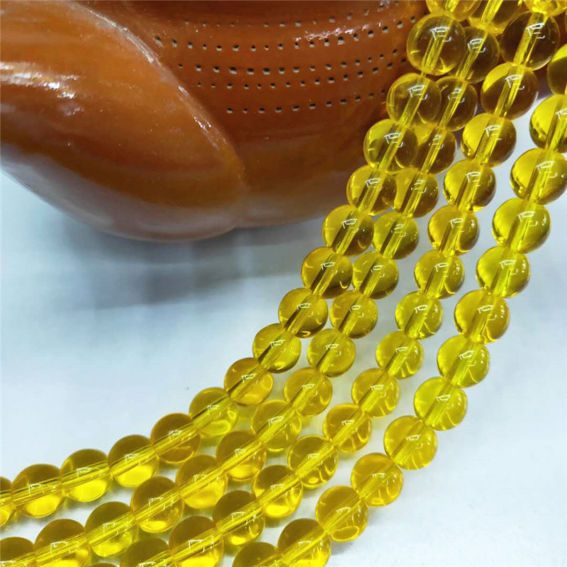 Wholesale of special crystal jewelry, golden crystal glass loose beads, DIY round bead jewelry, bead matching factory direct sales detail image 1