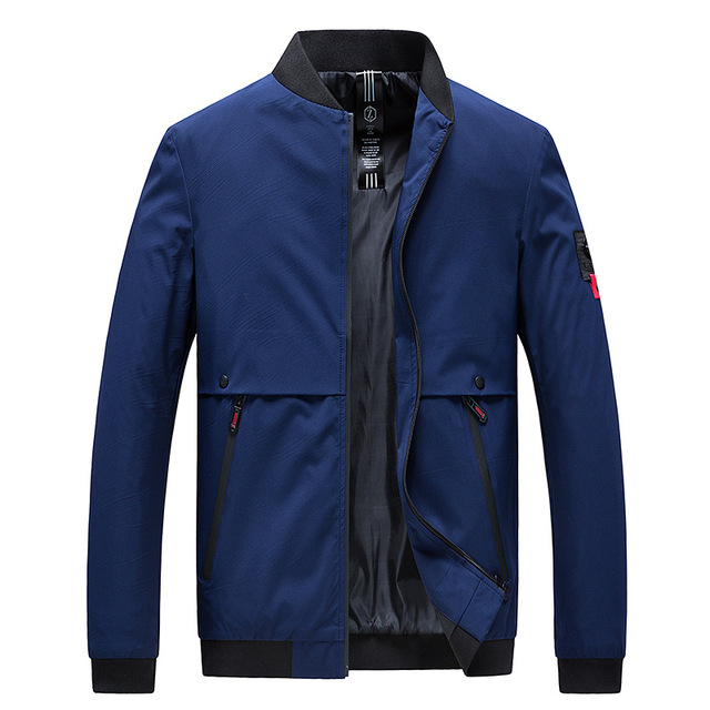 Spring and autumn men’s baseball collar solid coat casual versatile trend jacket