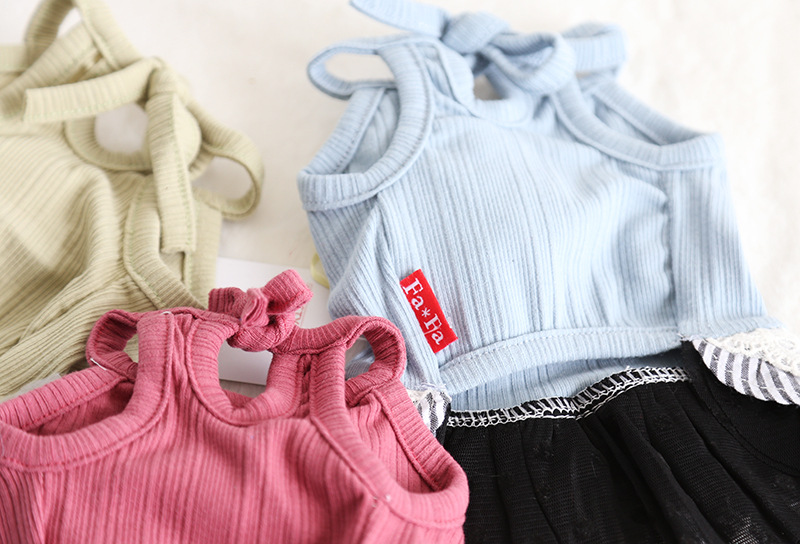 竖条胸花拼布裙