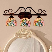 欧琈蒂凡尼复古田园彩色玻璃浴室镜前灯美式走廊酒吧餐厅三头壁灯