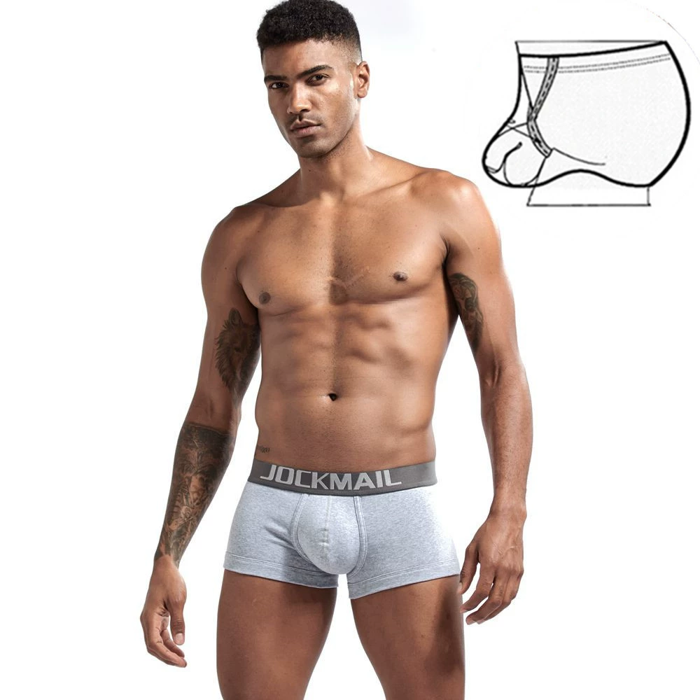 Трусы мужские JOCKMAIL минималистичные молодежные с подвесным кольцом, хлопковый U-выпуклый низкий пояс, плоские