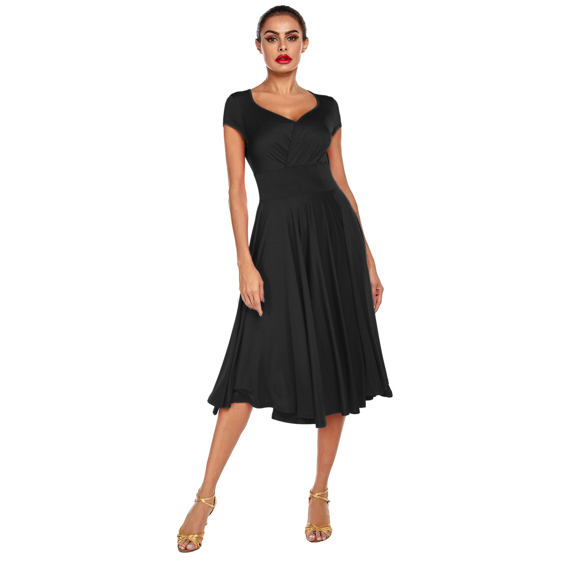 跨境舞蹈服热卖新款亚马逊连衣裙交谊舞大裙摆拉丁舞民族舞服