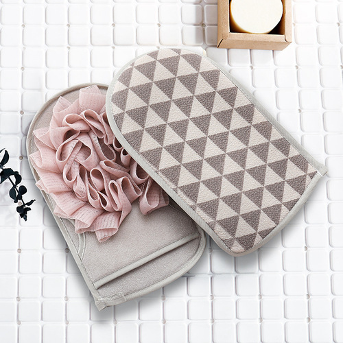 Fingerless bathing and scrubbing gloves, household double-sided bath supplies, adult bath flowers, creative scrub and scrubbing tools