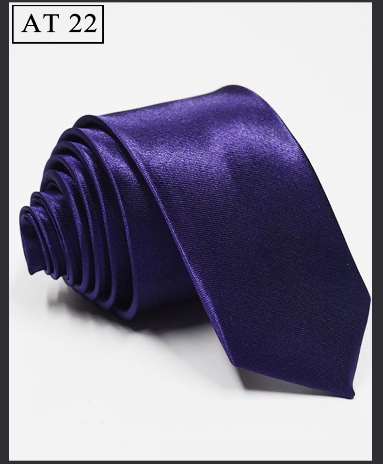单色领带现货供应韩版纯色窄领带5cm外贸男士色丁手打领带详情23
