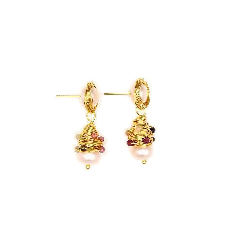 Pearl drop earrings, 925 silver hooks, gold‑plated, freshwater pearls, French style