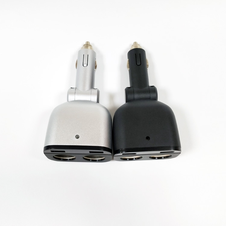 亚马逊爆款数显一拖二车充双usb无线充电器车载点烟器qc3.0快充