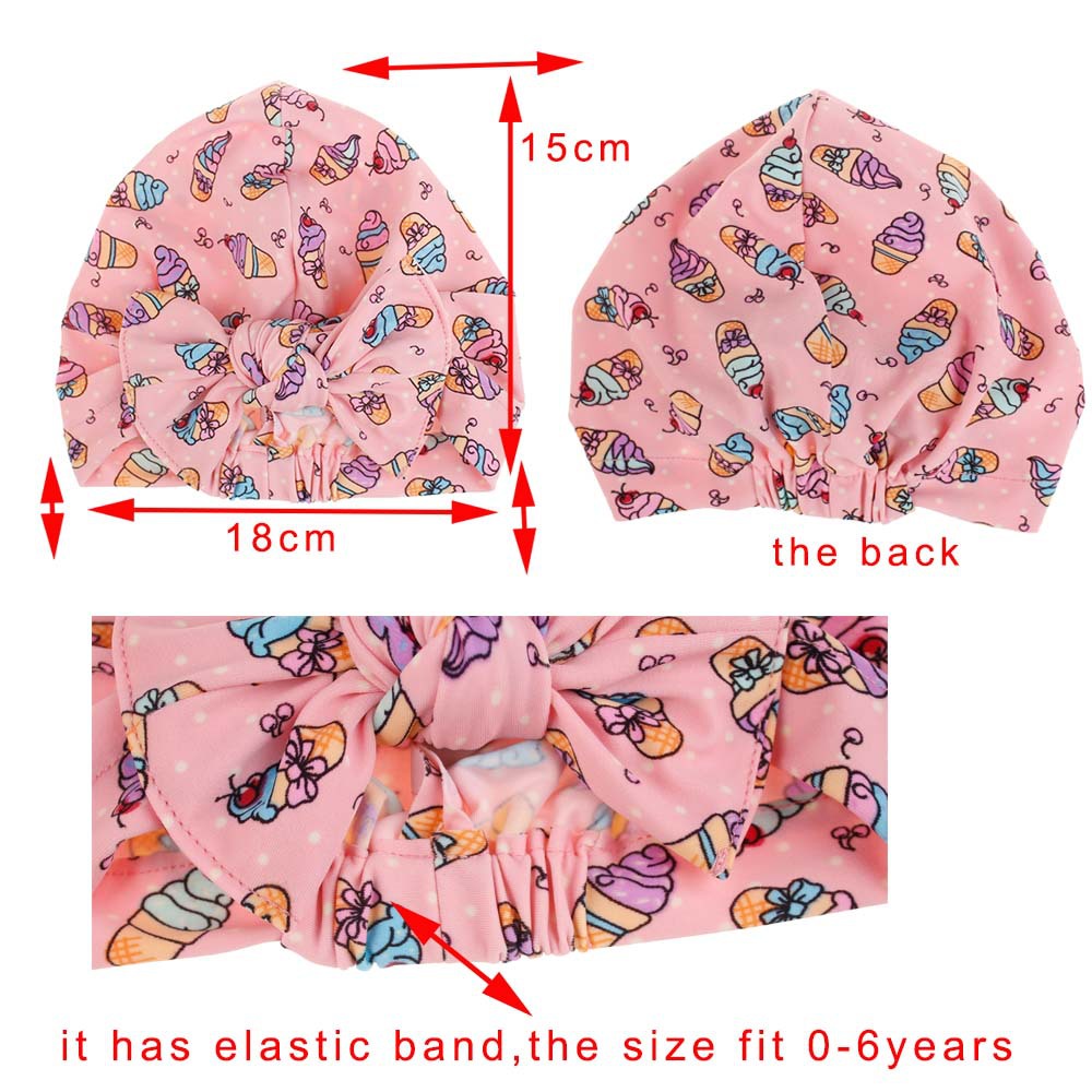 Children&#39;s Swimming Cap Bowknot Hat Good Elasticity Solid Color Printing Baby Swimming Cap display picture 20