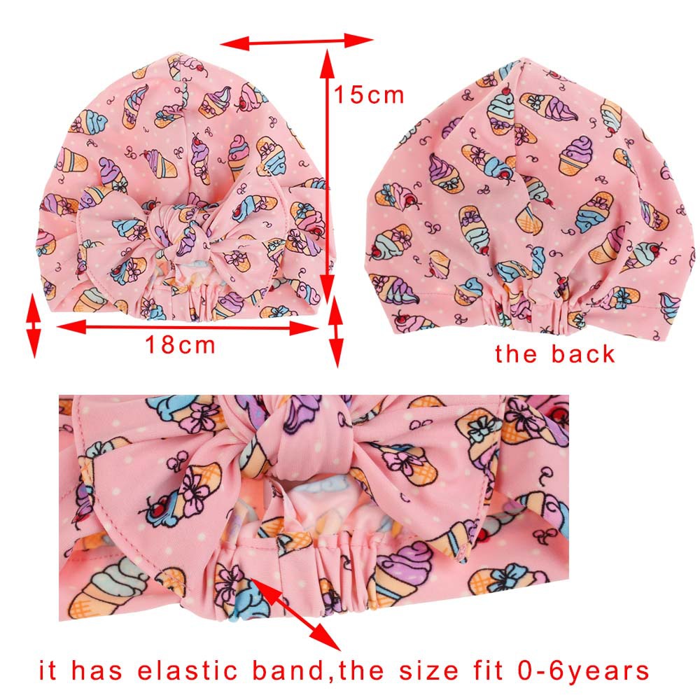 Enfants De Bonnet De Bain Croix-frontière Chaude Polyester Acrylique Bébé Arc Chapeau Bonne Élasticité Solide Couleur Impression Bébé De Natation Cap display picture 20