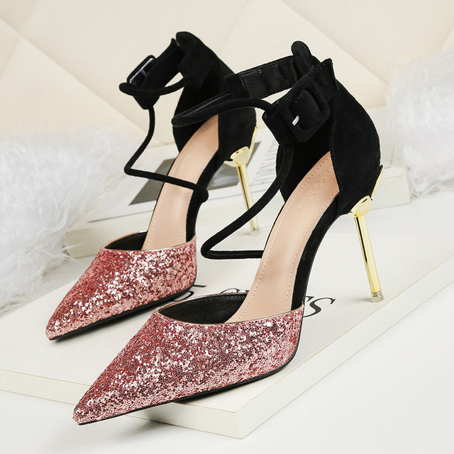 Sexy pointed shallow sequined shoes Night Shop sequined sandals