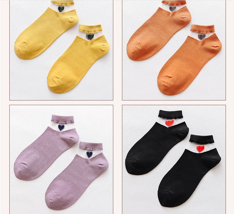 2019 Nouveau Chaussettes Amour Cristal Bateau Chaussettes Femmes Chaussettes Tous-correspondant De Femmes Chaussettes De Printemps Et D'été Transparent Chaussettes display picture 9