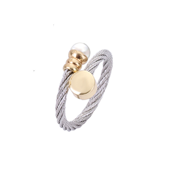 Casual Estilo Simple Ronda Acero Inoxidable Cobre Embutido Perla Mujeres Anillos Pulsera display picture 5