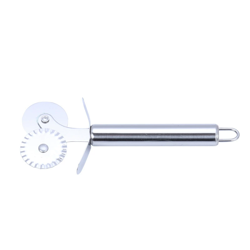 Нержавеющая сталь двойное колесо роликовый нож для пиццы инструмент выпечки нож для пиццы с кружевным лезвием двухколесный нож для пиццы