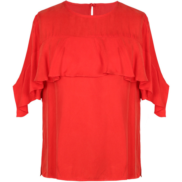 New Lotus Leaf Sleeve Loose Top with Irregular Sleeve Stitching