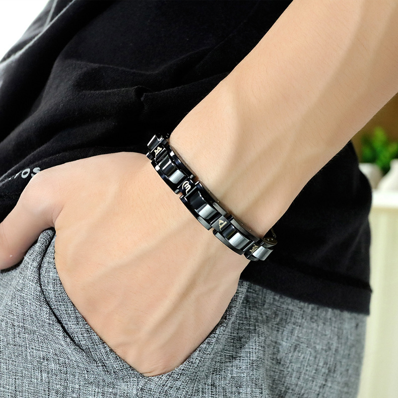 Fashion Tide Stainless Steel Health Black Magnet Bracelet Wholesale Fashion display picture 3