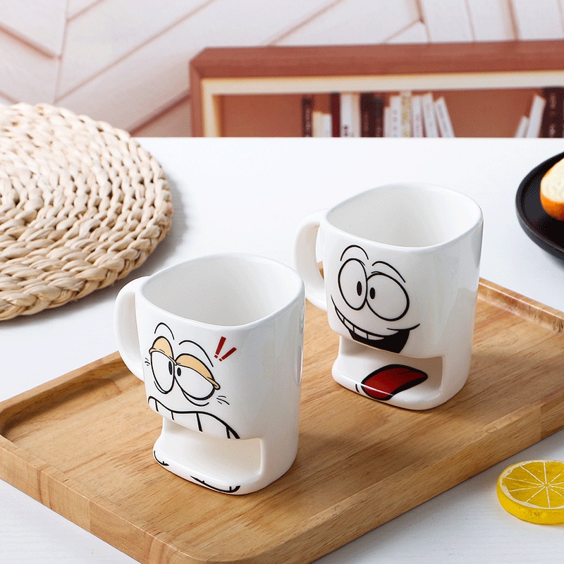 创意陶瓷杯定制卡通烤花色釉饼干杯设计牛奶咖啡杯LOGO加工礼品杯