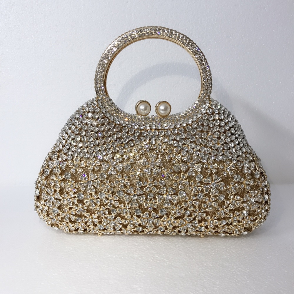 Túi clutch nữ đính kim cương giả dự tiệc cao cấp kích thước 23x12x6 cm — Màu đen chi tiết 25