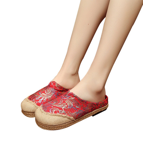 Tai chi kung fu shoes for women Creative Sail Shoes Women's colorful gilded linen slippers straw woven hemp soled fisherman's shoes