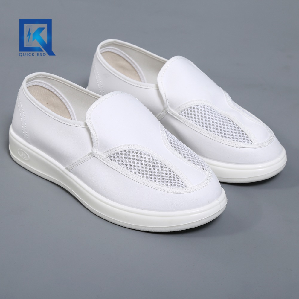 厂家直供防静电PU皮革两孔网眼鞋 工厂车间防静电鞋  品质保障