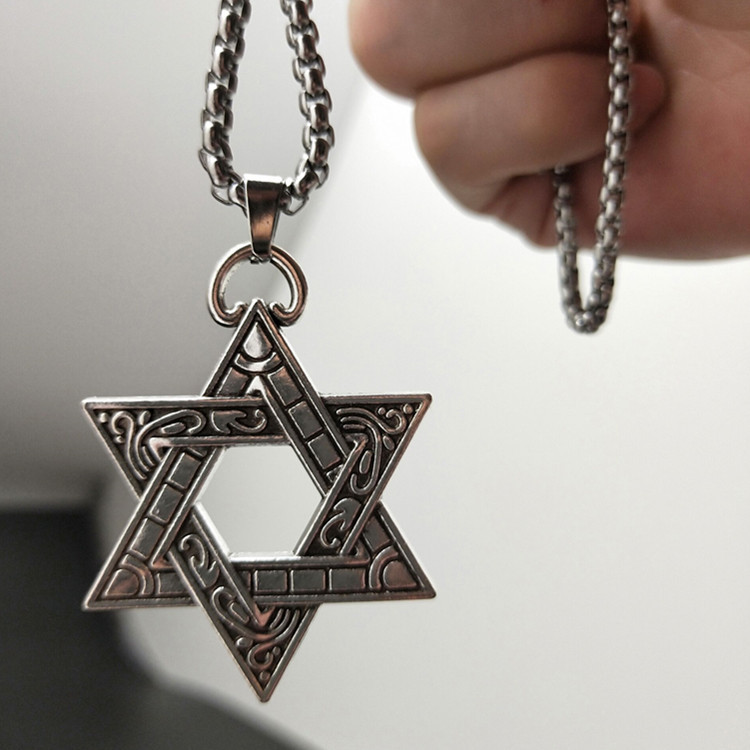 Six-pointed Star Necklace Titanium Steel Pendant For Couples_voghion.com