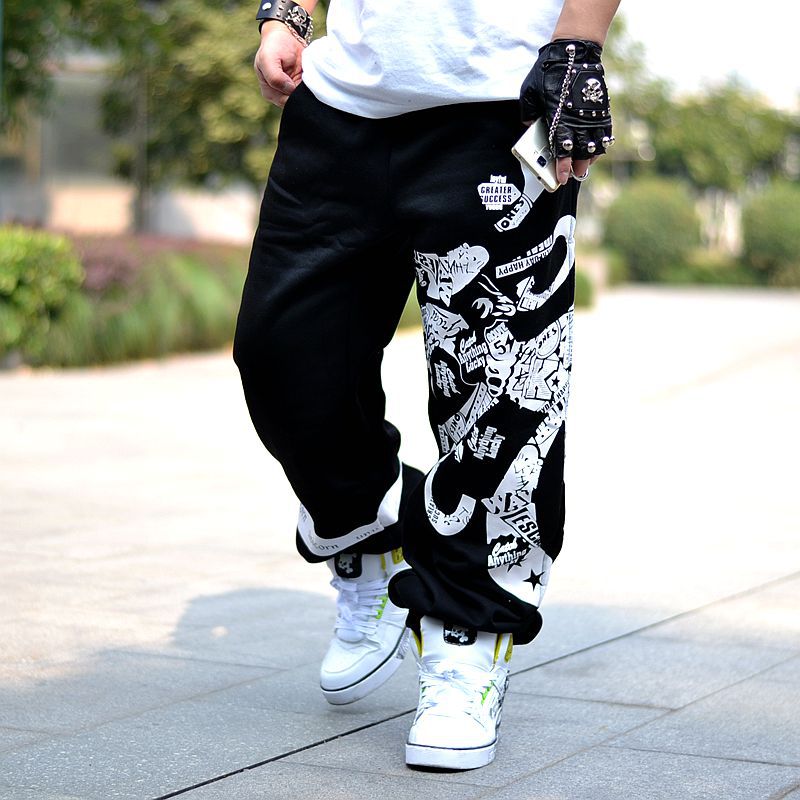 [K1503 European and American Men's Hip-Hop Hip-Hop Sweatpants Large Size Trendy Pants Large Size Pants Loose and Large