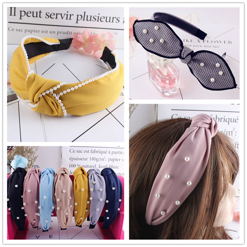 М multicoloured headband with bow, hair accessory from pearl, Korean style