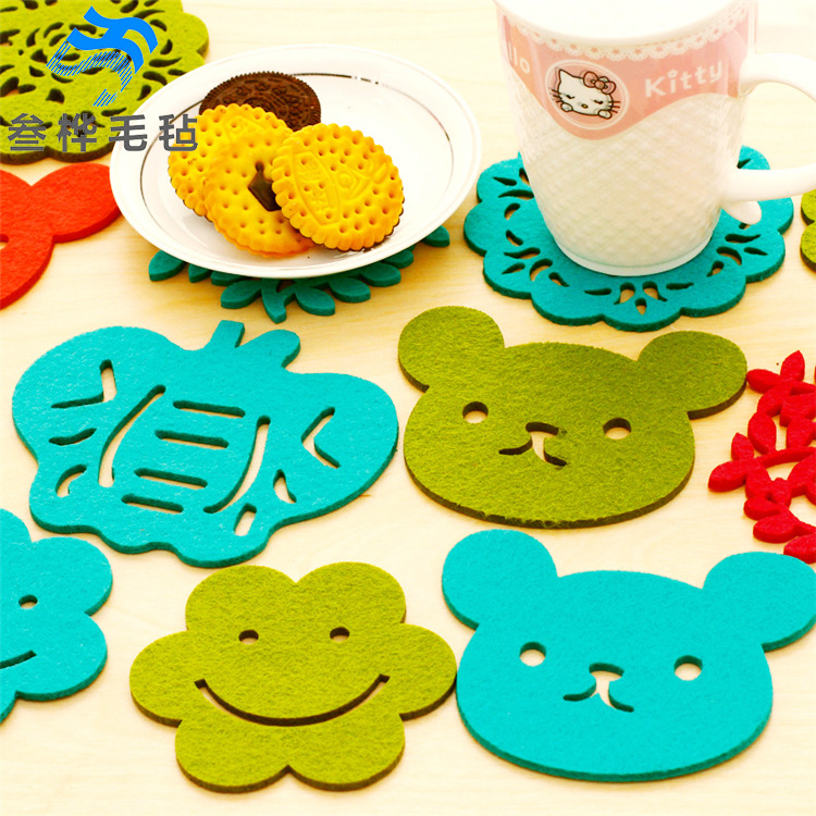 毛毡杯垫彩色毛毡挂件杯垫质优价廉规格齐全动物图案福字图案环保