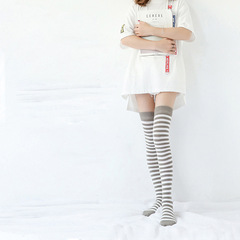 硅膠過膝襪女潮日韓系秋冬大腿襪過膝棉加密條紋長筒襪透氣批發