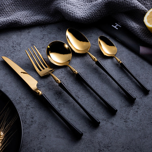 304 stainless steel western tableware small waist Guangzhou tower bright knife fork spoon coffee spoon four-piece gift box wholesale