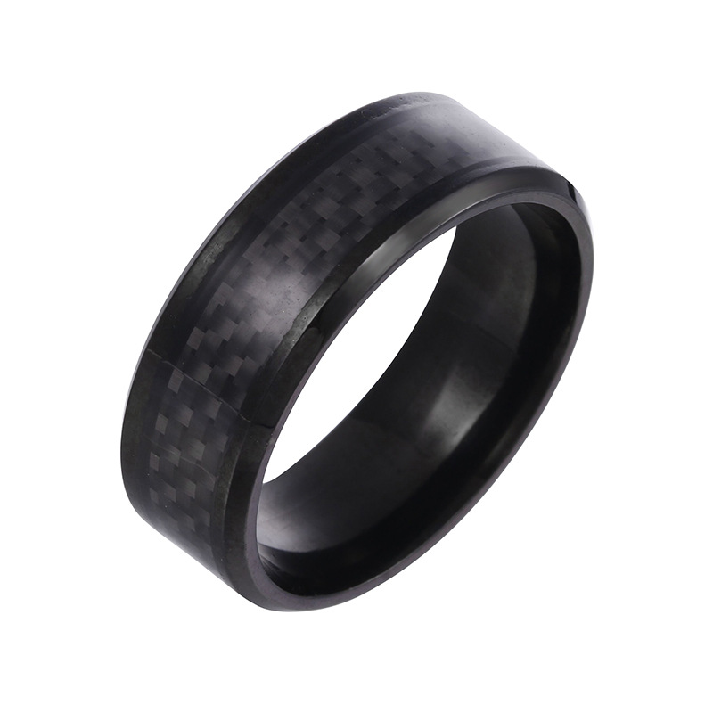 Cross-border Rings Jewelry Wholesale Jewelry Stainless Steel Carbon Fiber Ring display picture 3