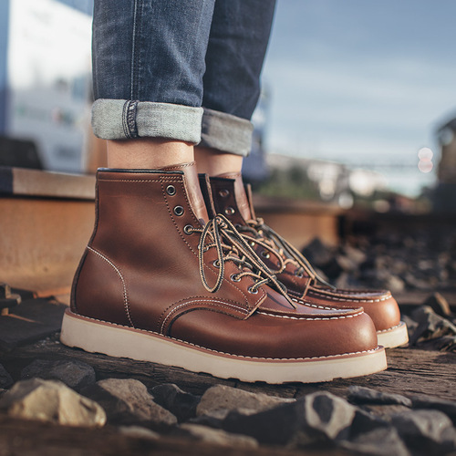 Madden 875 work boots men's spring mid-top British style leather shoes American retro Ami khaki genuine leather Martin boots