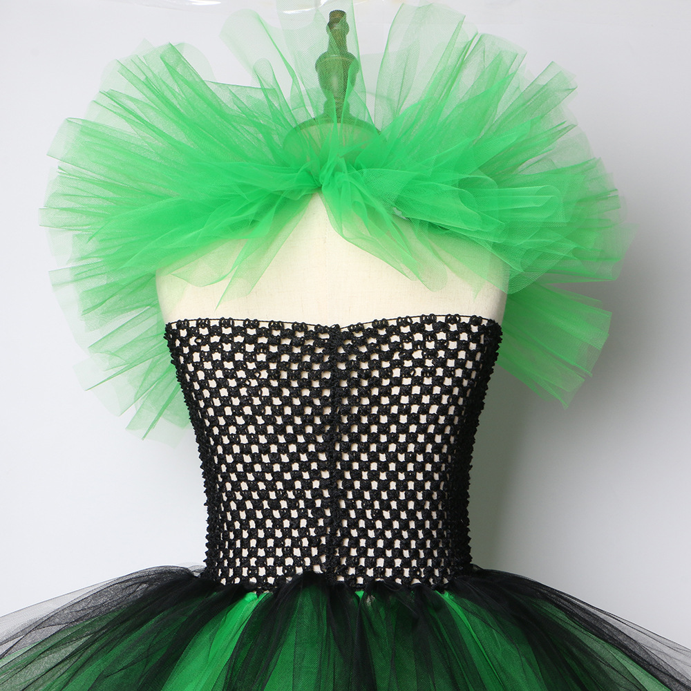 Ropa para niños, vestido de Halloween, disfraz de bruja para niños, festival, actuación, falda de tul de malla para niña_voghion.com