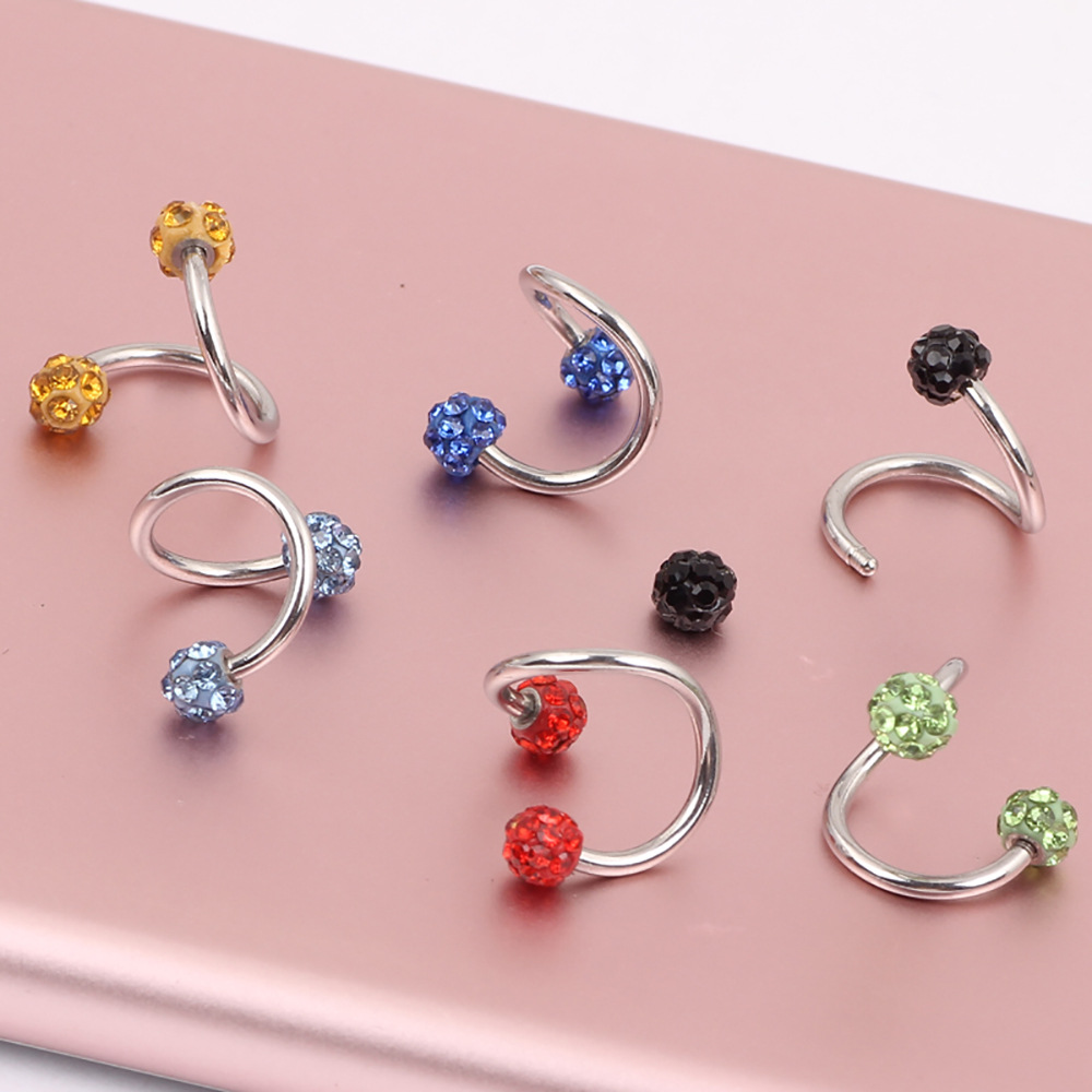 Full Drill Ball Titanium Steel Earrings Shambhala Broken Diamond Colored Diamond Ball Ear Bone Nail S Rod 3.5mm Ball CZ detail image 8
