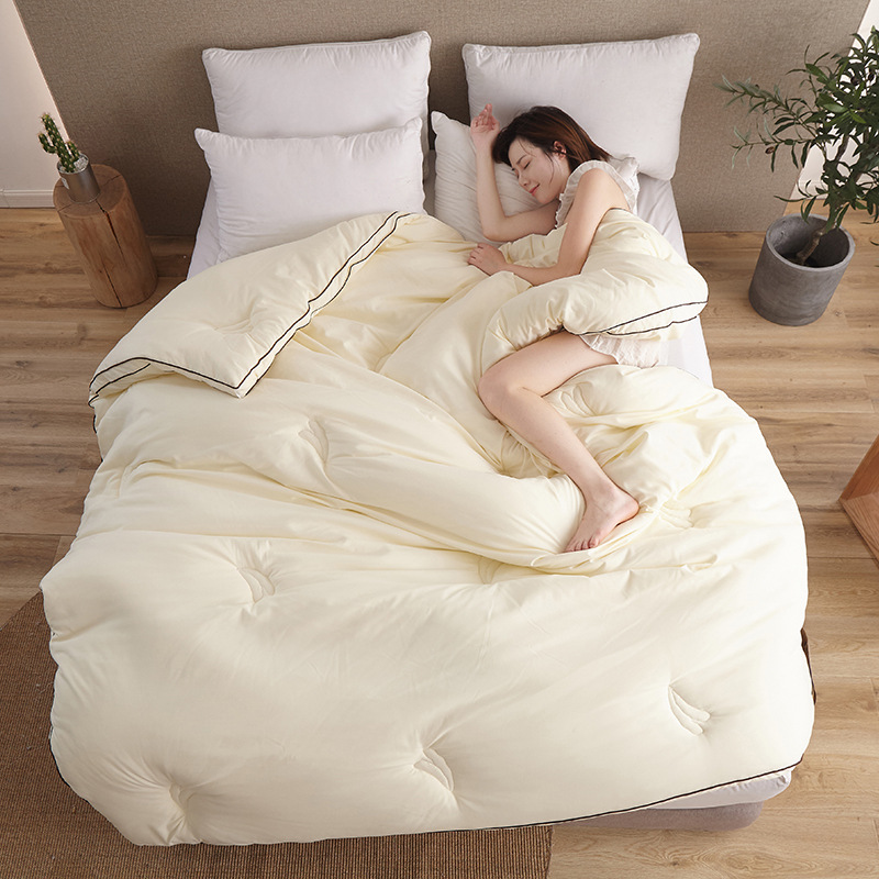 加厚保暖磨毛大豆纖維被子2019冬季新款純色柔軟舒適雙人被芯