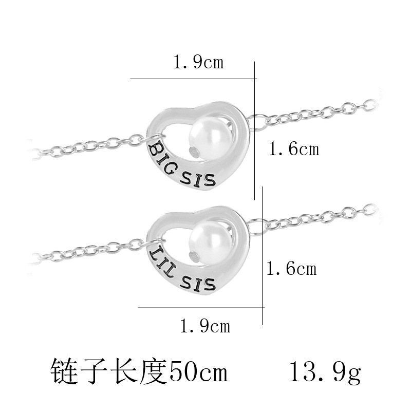 Außenhandel Explosive Halskette Schlüsselbein Kette Europa Und Amerika Lil Big Sister Gute Schwester Hohl Liebe Perlenkette display picture 1