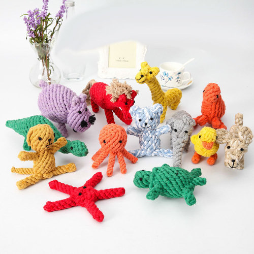 Pet Cotton Rope Toy for Chewing and Abrasion, Suitable for Small and Medium Dogs, Teddy Bear Style, Silent, Cute Animal Shape