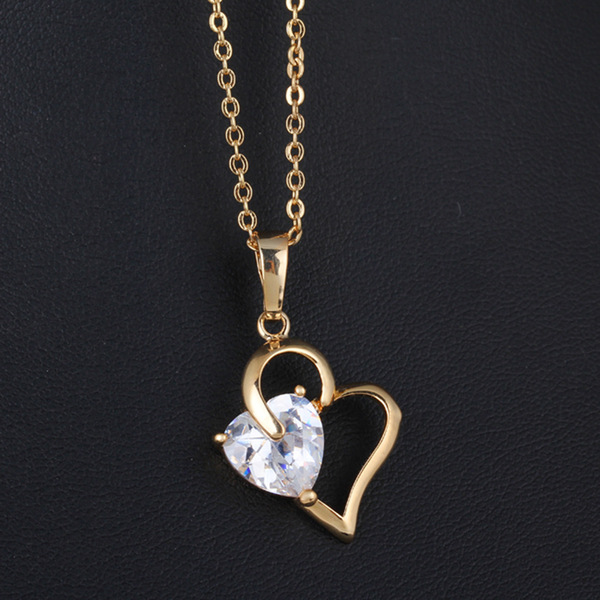 Brand copper necklace heart shaped with zircon