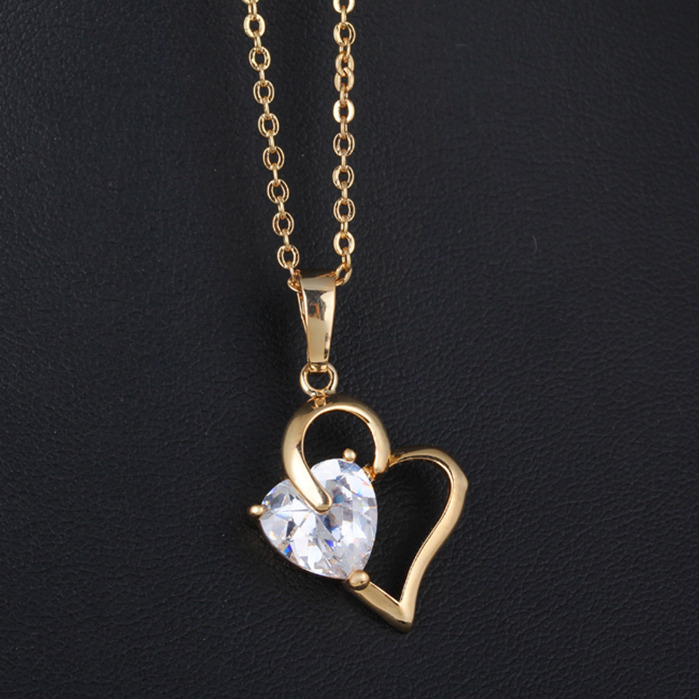 Brand copper necklace heart shaped with zircon