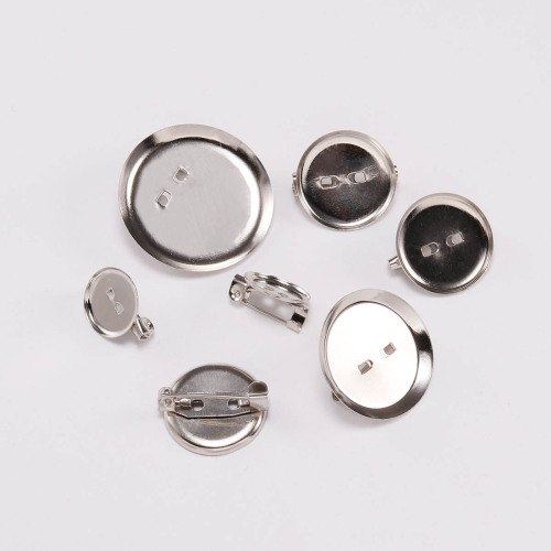 DIY jewelry accessories metal round disc buckle pin bottom brooch accessories safety pin tray bottom setting