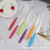 Rainbow -colored plastic handle stainless steel knife fork spoon dot and western tableware wave dot handle, bull buckle spoon