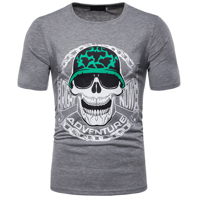 Men’s short sleeve T-shirt Chest Fashion Skull Printing Design 