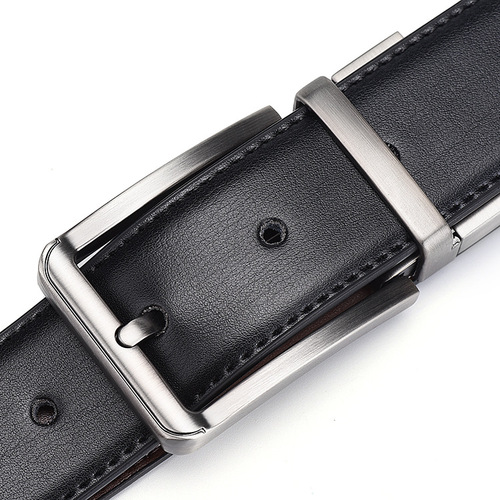 Factory direct supply of men's leather belts, men's business double-sided pin buckle belts, casual leather belts and cowhide belts