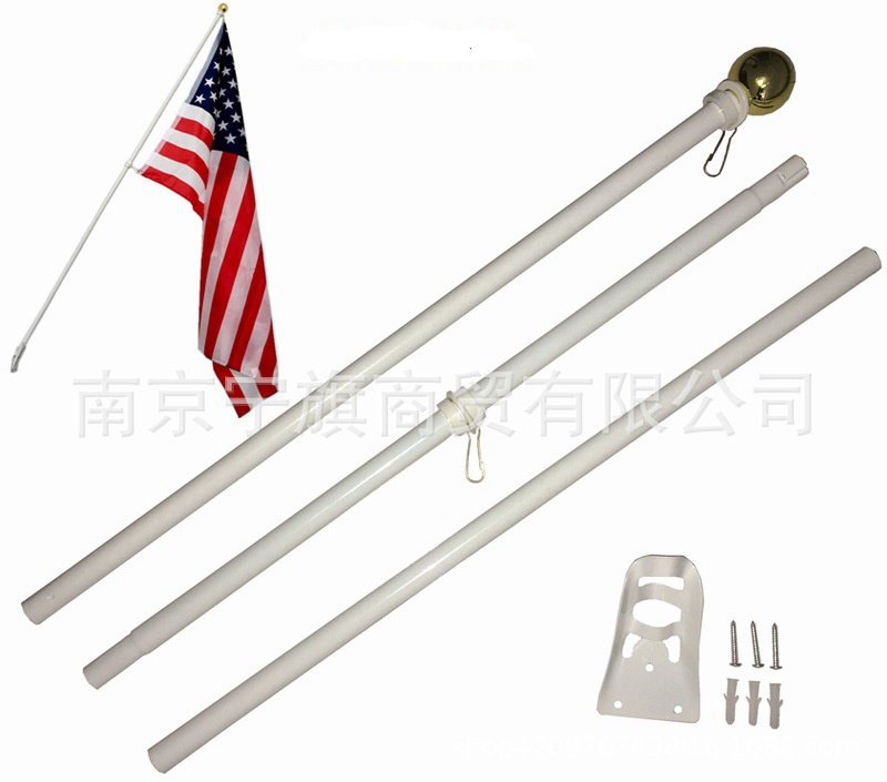 金色球头墙壁铝旗杆6英寸FT3节式铝合金旗杆分节式铝合金手摇旗杆