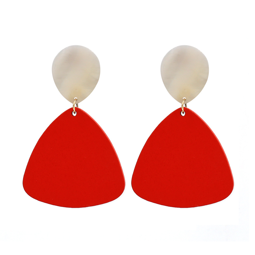 1 Paire Mode Triangle Bois Coquille Femmes Boucles D'oreilles display picture 3