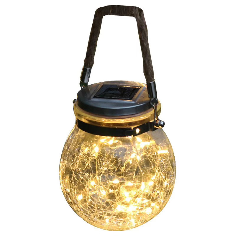 Cross-border outdoor solar glass bottle lamp, street lamp, copper wire lamp, crack solar outdoor special decoration, camping detail image 12