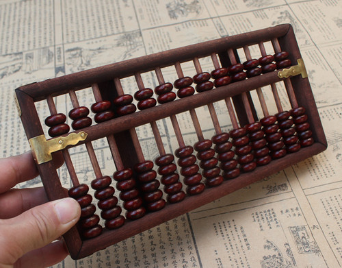 Antique 13-level beech wood abacus with dragon and phoenix pattern wooden box retro gift nostalgic abacus leather box gift